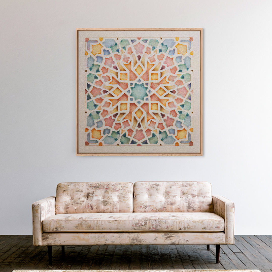 Black and Gold Geometric Rosette Canvas Print, Sacred Geometry Art, Wall Hanging, Living Room Decor, Abstract Art, Geometry, SGA-1x1-36