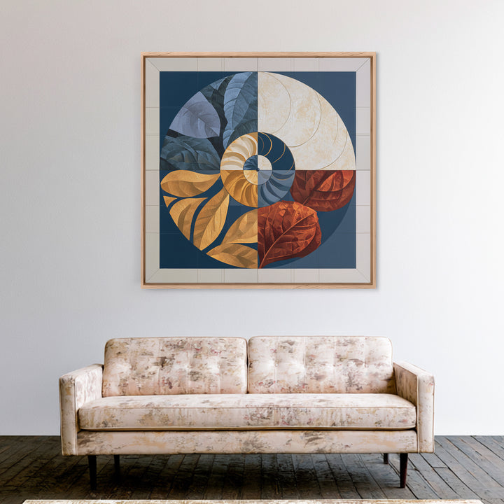 Golden Ratio Spiral Canvas Print, Sacred Geometry Art, Abstract Art Print, Living Room Decor, Watercolor Art, Geometry, SGA-1x1-54