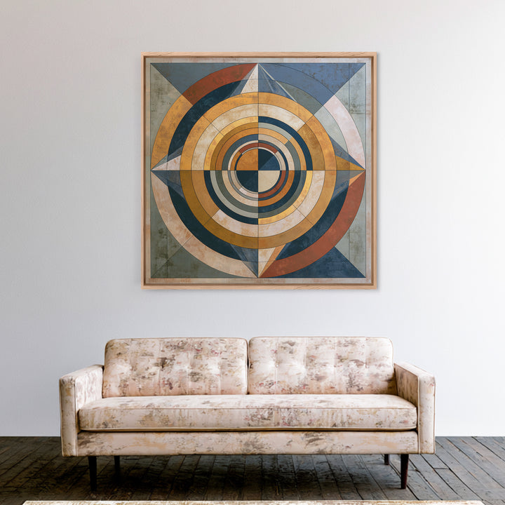 Concentric Circles and Triangles Framed Canvas Print, Sacred Geometry Art, Fine Art Print, Living Room Decor, Abstract Art, SGA-1x1-57