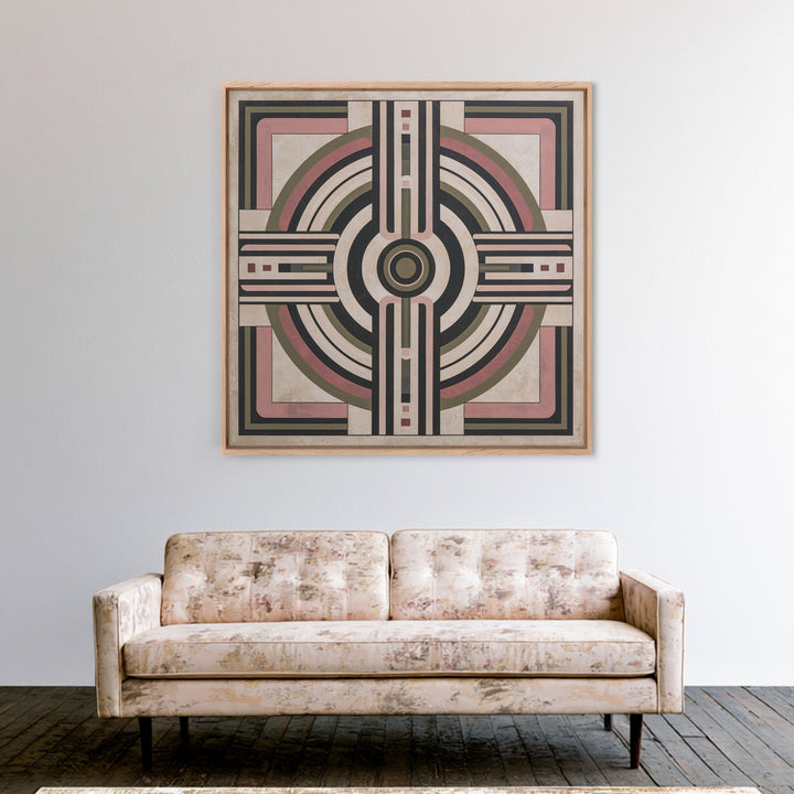 Abstract Temple Plan Made from Sacred Lines Framed Canvas Print, Sacred Geometry Art, Decorations, Living Room Decor, Geometry, SGA-1x1-61