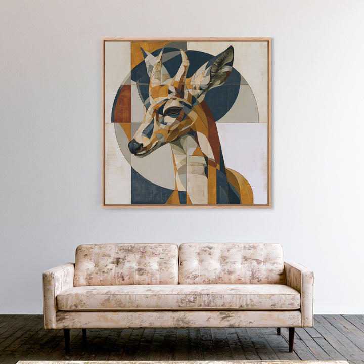 Sacred Deer Formed from Geometric Facets Framed Canvas Print, Sacred Geometry Art, Modern Decor, Living Room Decor, Geometry, SGA-1x1-79