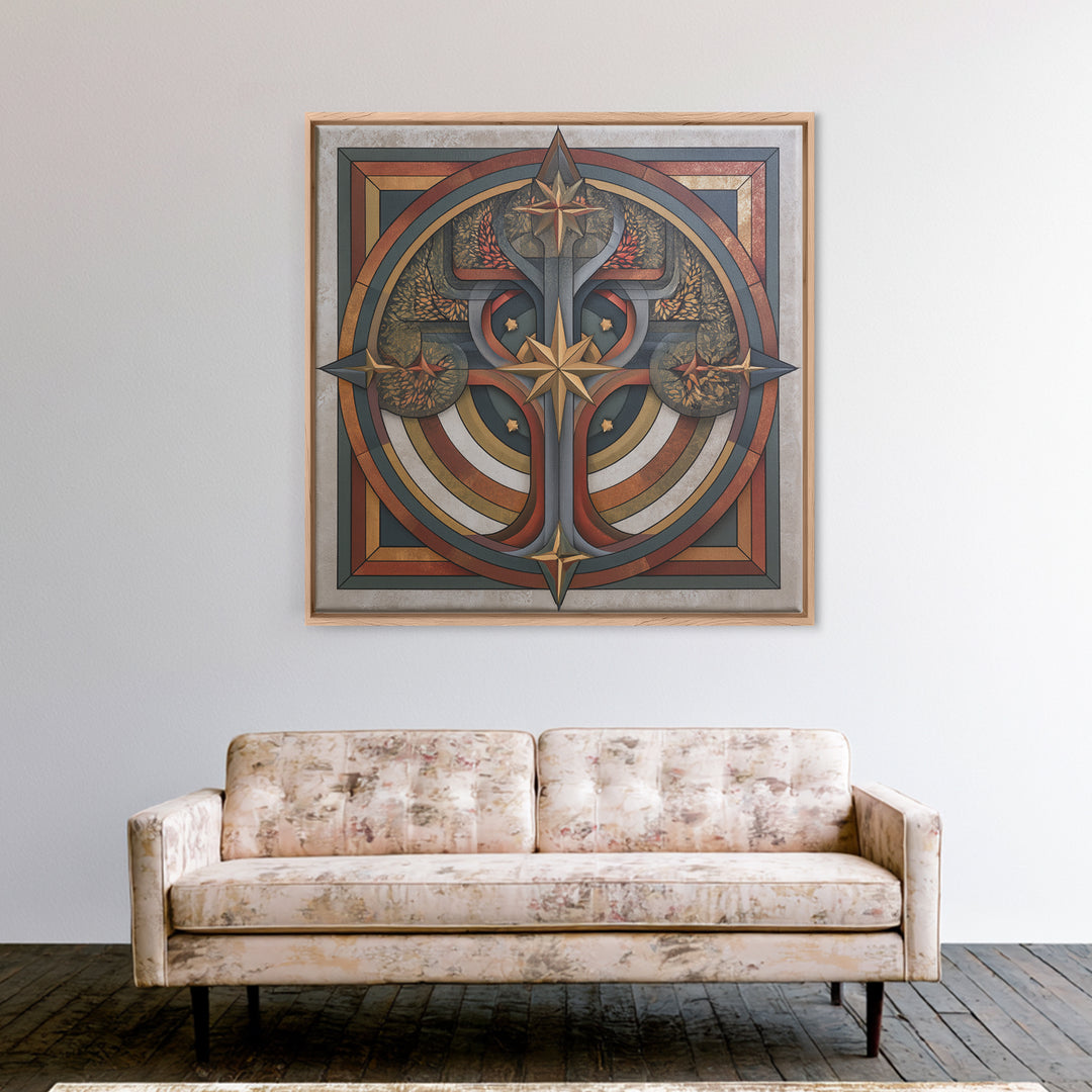 Geometric Tree of Life Canvas Print, Sacred Geometry Art, Statement Artwork, Living Room Decor, Abstract Art, Geometry, SGA-1x1-87