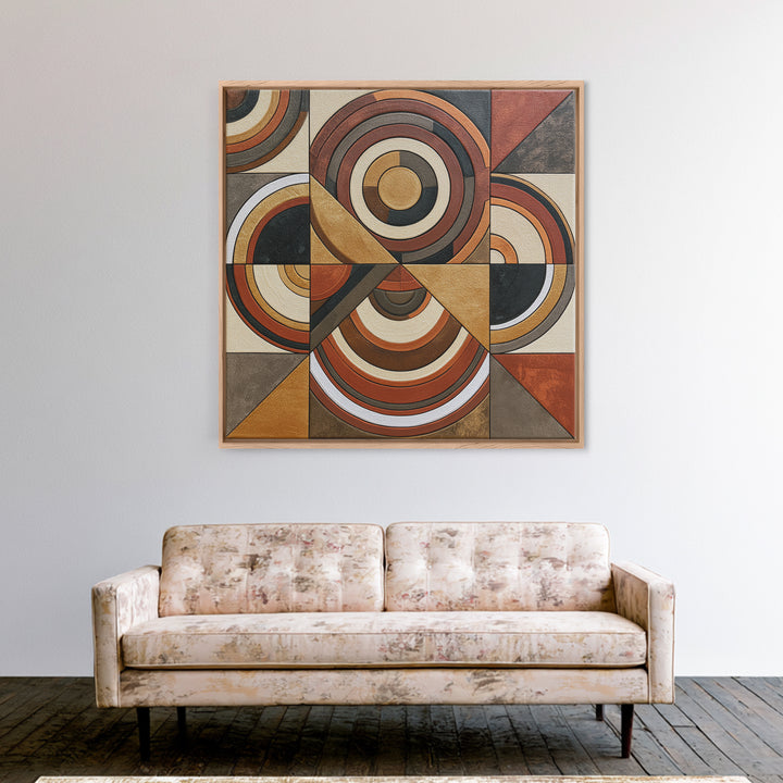 Concentric Circles and Triangles Canvas Print, Sacred Geometry Art, Yoga Wall Art, Living Room Decor, Fine Art, Geometry, SGA-1x1-9