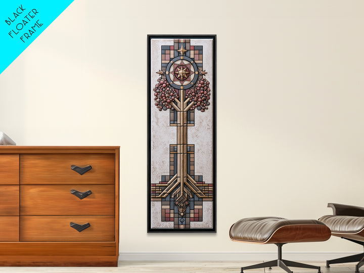 Geometric Tree of Life Framed Canvas Print, Sacred Geometry Art, Minimalist Decor, Living Room Decor, Abstract Art, Geometry, SGA-1x3-3