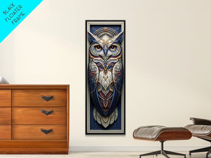 Sacred Owl Formed from Symmetrical Linework Canvas Print, Sacred Geometry Art, Sacred Geometry, Living Room Decor, Geometry, SGA-1x3-54