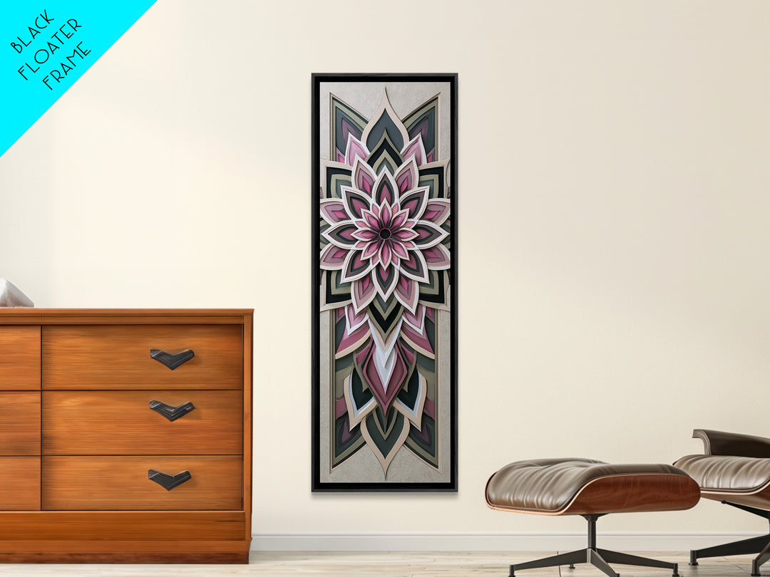 Mandala Lotus with Precise Radial Symmetry Canvas Print, Sacred Geometry Art, Gallery Decor, Living Room Decor, Geometry, SGA-1x3-62