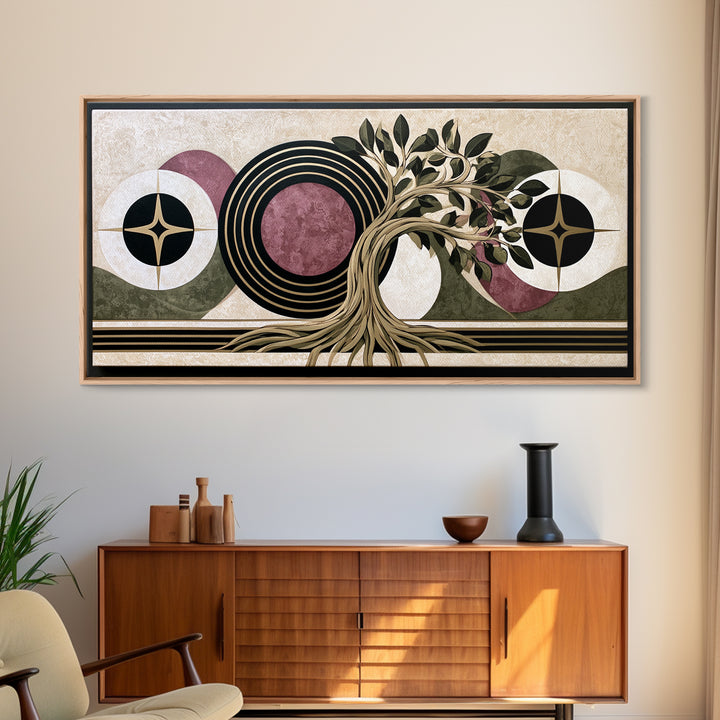 Geometric Tree of Life Framed Canvas Print, Sacred Geometry Art, Digital Download Art, Living Room Decor, Abstract Art, SGA-2x1-11