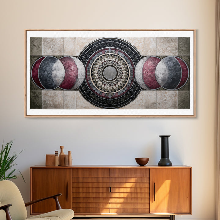Moon Phase Mandala Canvas Print, Sacred Geometry Art, Wall Art, Living Room Decor, Fine Art, Geometry, Wall Art Print, SGA-2x1-58