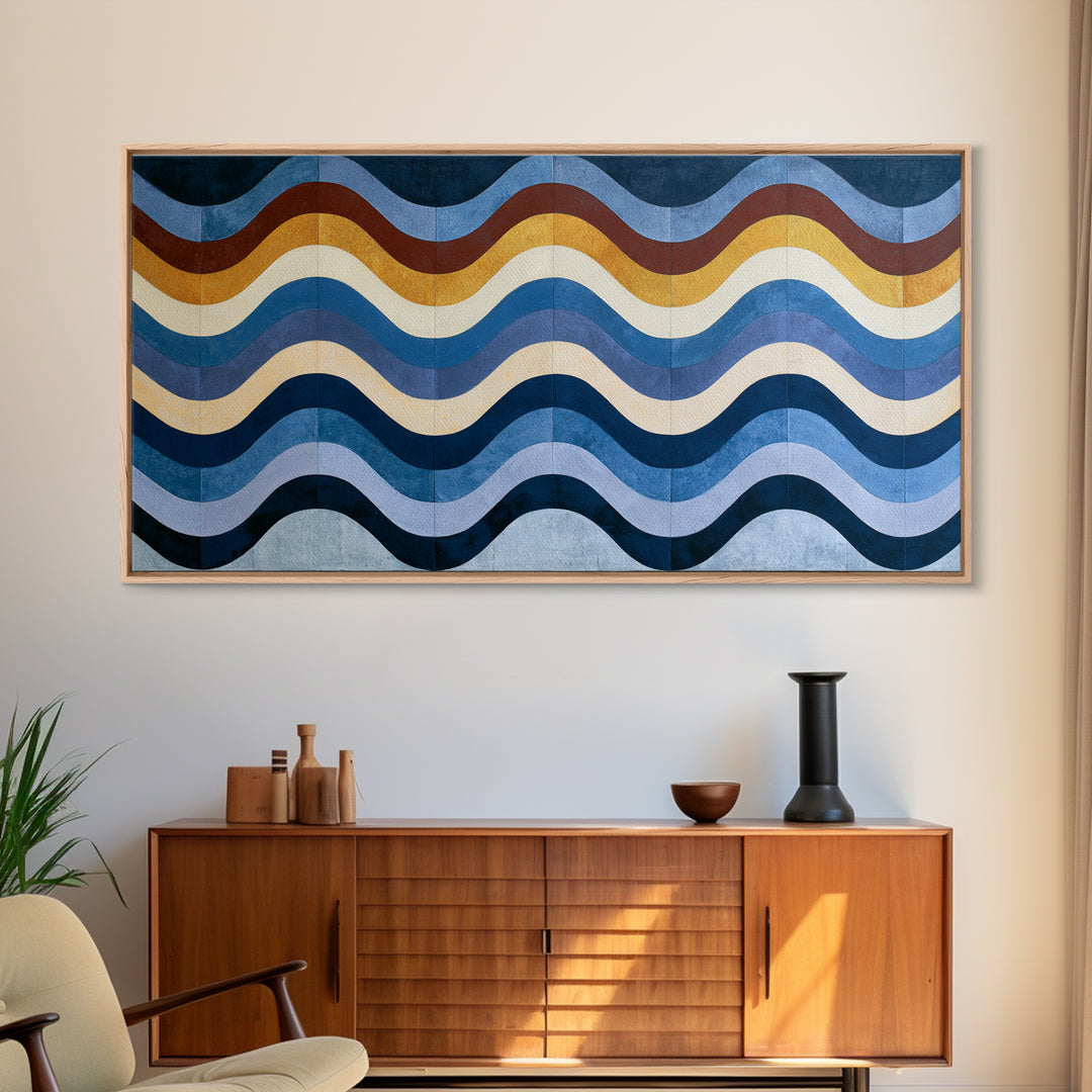 Geometric Wave Pattern Canvas Print, Sacred Geometry Art, Textured Painting, Living Room Decor, Abstract Art, Geometry, SGA-2x1-66