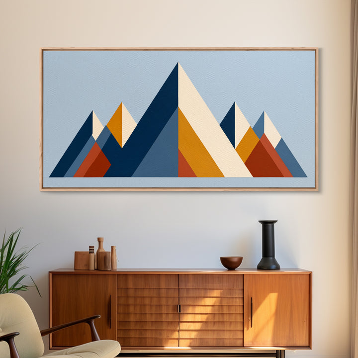 Triangle Mountain Landscape Framed Canvas Print, Sacred Geometry Art, Canvas Wall Art, Living Room Decor, Fine Art, Geometry, SGA-2x1-85