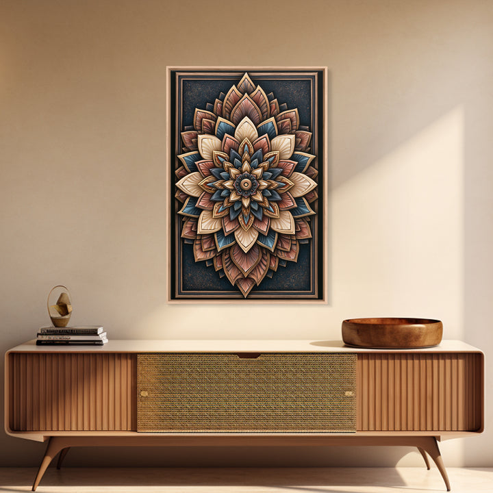 Mandala Lotus with Precise Radial Symmetry Canvas Print, Sacred Geometry Art, Luxury Decor, Living Room Decor, Geometry, SGA-2x3-10