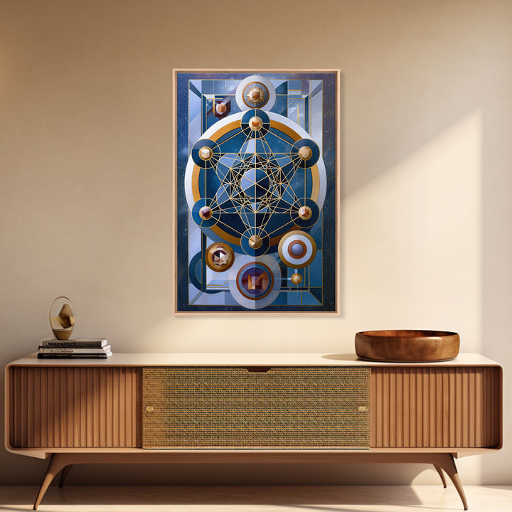 Metatron Cube with Celestial Background Canvas Print, Sacred Geometry Art, Decorations, Living Room Decor, Abstract Art, SGA-2x3-11