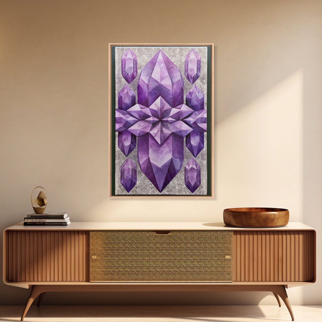 Crystal Grid Pattern Framed Canvas Print, Sacred Geometry Art, Digital Art, Living Room Decor, Geometry, Minimalist Wall Art, SGA-2x3-13
