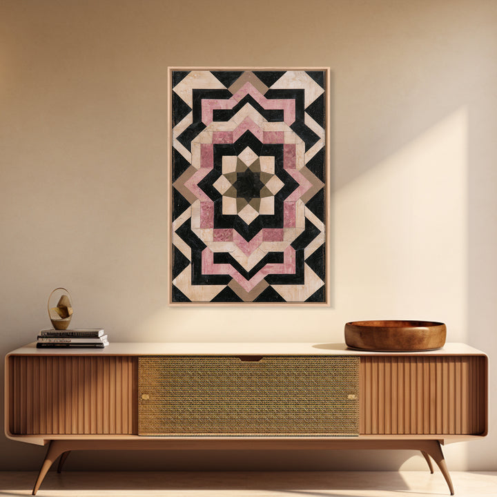 Moroccan Sacred Tile Star Pattern Canvas Print, Sacred Geometry Art, Geometric Wall Art, Living Room Decor, Geometry, SGA-2x3-8