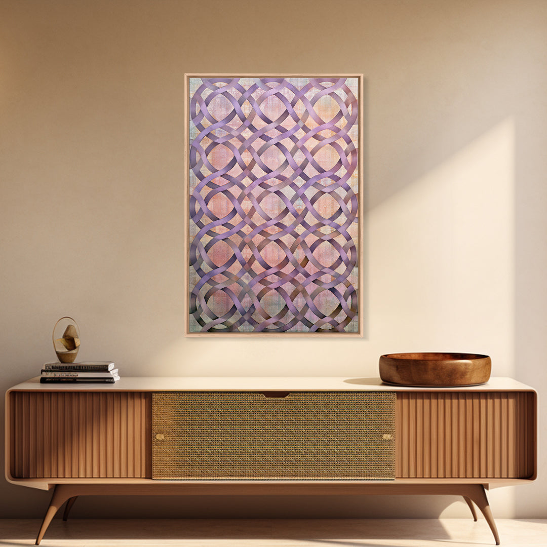 Crystal Grid Pattern Framed Canvas Print, Sacred Geometry Art, Boho Decor, Living Room Decor, Geometry, Spiritual Wall Art, SGA-2x3-85
