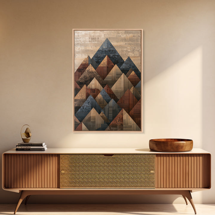 Triangle Mountain Landscape Framed Canvas Print, Sacred Geometry Art, Boho Wall Art, Living Room Decor, Fine Art, Geometry, SGA-2x3-97