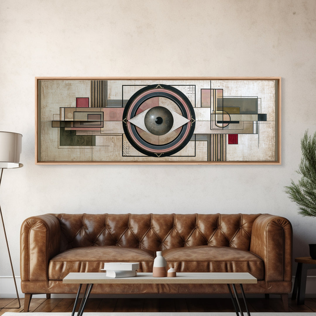 Cosmic Eye Inside Geometric Frame Canvas Print, Sacred Geometry Art, Spiritual Wall Art, Living Room Decor, Abstract Art, SGA-3x1-11