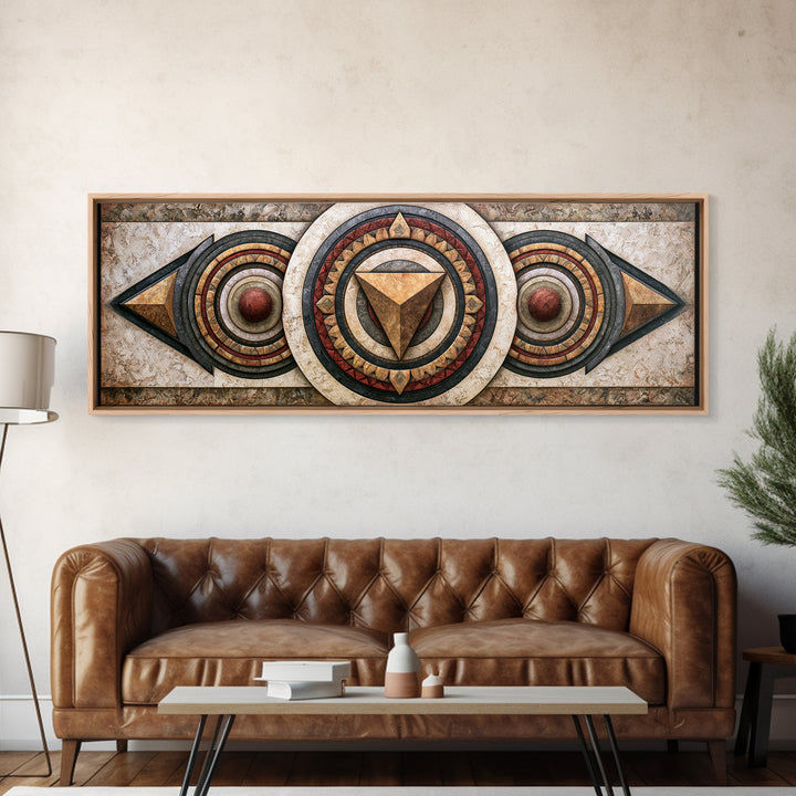 Concentric Circles and Triangles Canvas Print, Sacred Geometry Art, Floral Prints, Living Room Decor, Abstract Art, Geometry, SGA-3x1-25