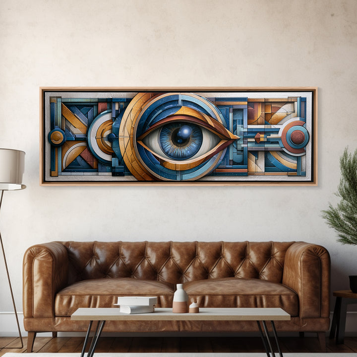 Cosmic Eye Inside Geometric Frame Canvas Print, Sacred Geometry Art, Art Print, Living Room Decor, Fine Art, Geometry, SGA-3x1-35