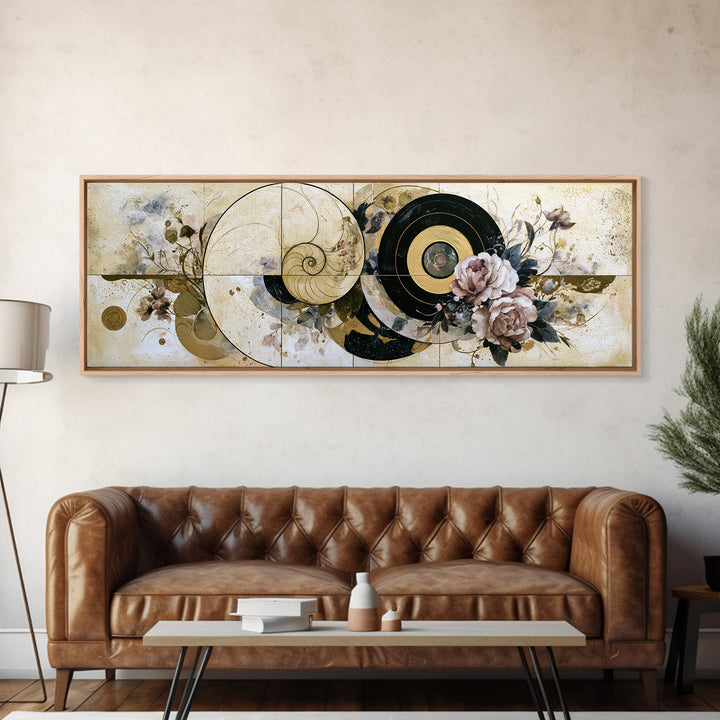 Golden Ratio Spiral Canvas Print, Sacred Geometry Art, Minimalist Wall Art, Living Room Decor, Geometry, Zen Home Decor, SGA-3x1-46