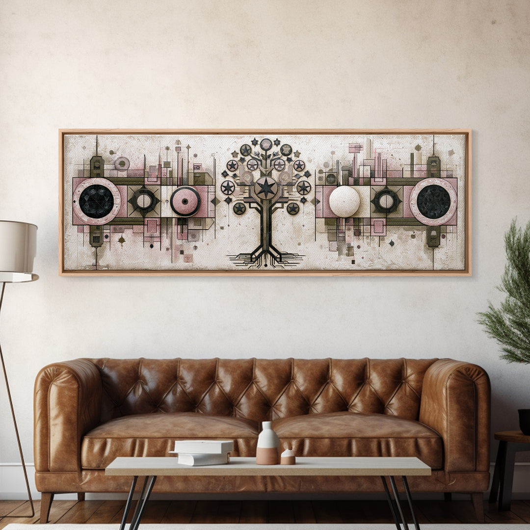 Geometric Tree of Life Framed Canvas Print, Sacred Geometry Art, Contemporary Art, Living Room Decor, Fine Art, Geometry, SGA-3x1-55