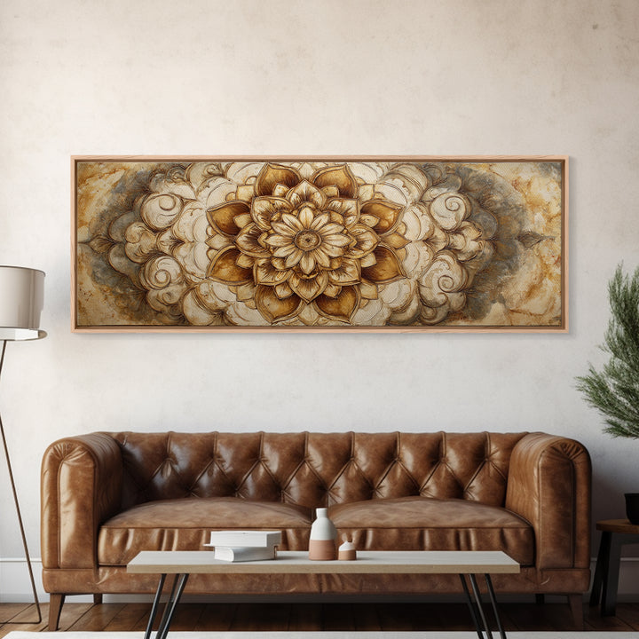 Triangle Mountain Landscape Framed Canvas Print, Sacred Geometry Art, Canvas Wall Art, Living Room Decor, Fine Art, Geometry, SGA-3x1-9
