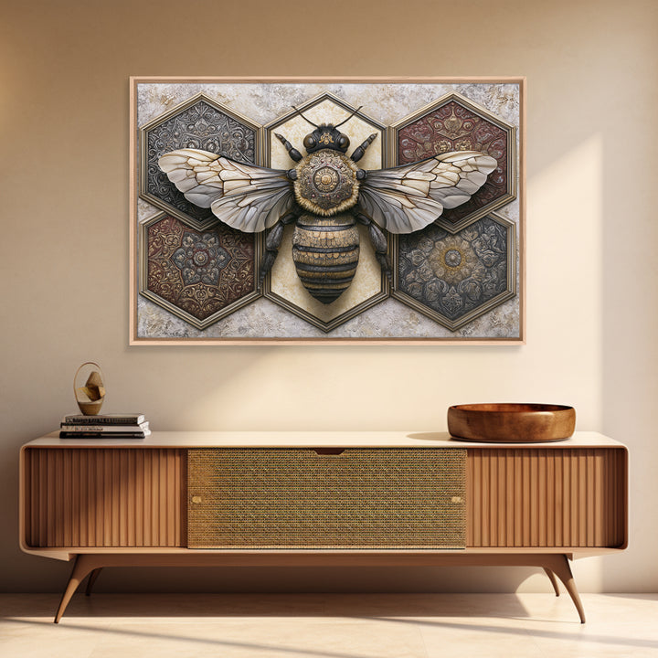 Hexagon Honeycomb Pattern Canvas Print, Sacred Geometry Art, Geometric Wall Art, Living Room Decor, Watercolor Art, Geometry, SGA-3x2-44