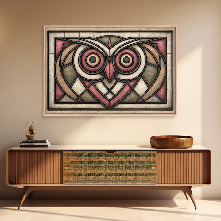 Sacred Owl Formed from Symmetrical Linework Canvas Print, Sacred Geometry Art, Boho Decor, Living Room Decor, Geometry, SGA-3x2-46
