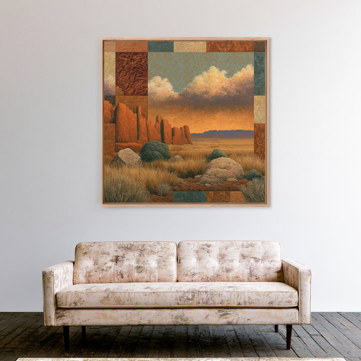 Dried Chili Peppers and Adobe Texture Framed Canvas Print, Southwestern Art, Wall Decor, Southwestern Decor, Fine Art, Mesa, SOU-1x1-48