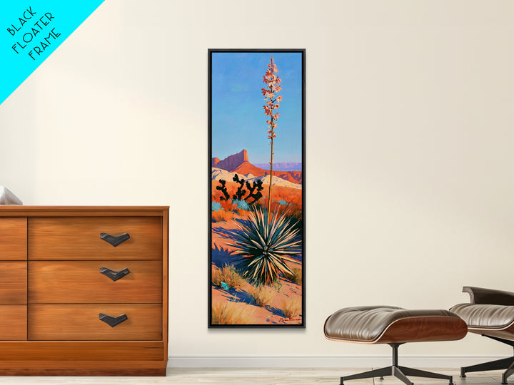 Yucca Blooms Against Clear Blue Sky Canvas Print, Southwestern Art, Western Decor, Southwestern Decor, Fine Art, Mesa, SOU-1x3-56