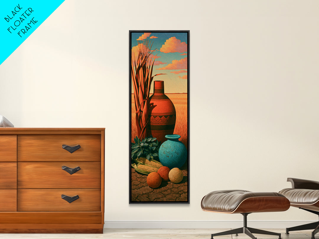 Pueblo Pottery Still Life Canvas Print, Southwestern Art, Landscape Art, Southwestern Decor, Fine Art, Mesa, Statement Artwork, SOU-1x3-59