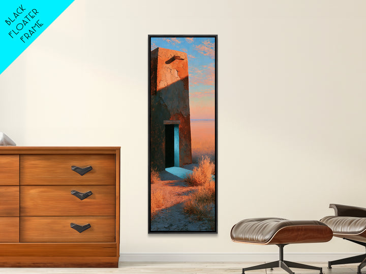 Adobe Doorway with Turquoise Blue Shadow Canvas Print, Southwestern Art, Printable Wall Art, Southwestern Decor, Fine Art, Mesa, SOU-1x3-65