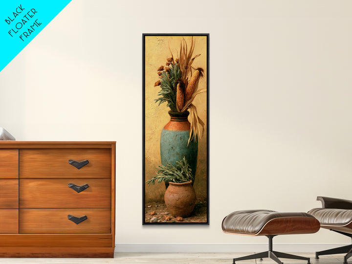 Pueblo Pottery Still Life Framed Canvas Print, Southwestern Art, Antique Oil Painting, Southwestern Decor, Fine Art, Mesa, SOU-1x3-83