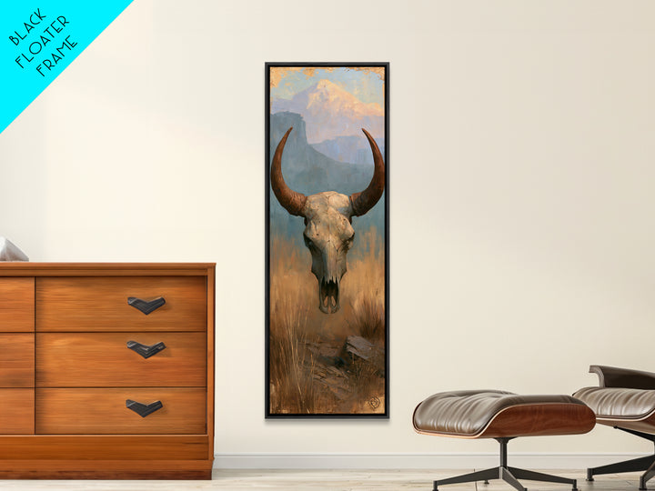 Sun Bleached Longhorn Skull Still Life Canvas Print, Southwestern Art, Original Painting, Southwestern Decor, Fine Art, Mesa, SOU-1x3-93