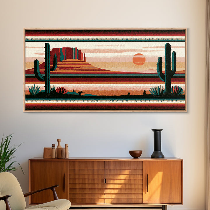 Navajo Geometric Pattern Canvas Print, Southwestern Art, Painting, Southwestern Decor, Abstract Art, Mesa, Tapestry Wall Art, SOU-2x1-48