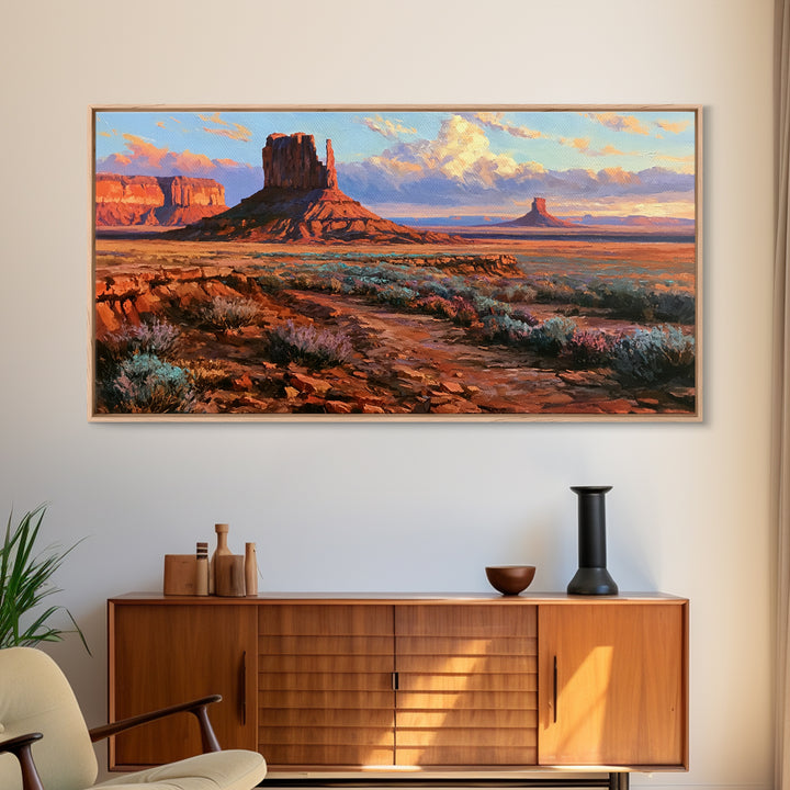 Desert Mesas in Terracotta and Turquoise Canvas Print, Southwestern Art, Western Wall Art, Southwestern Decor, Fine Art, Mesa, SOU-2x1-69