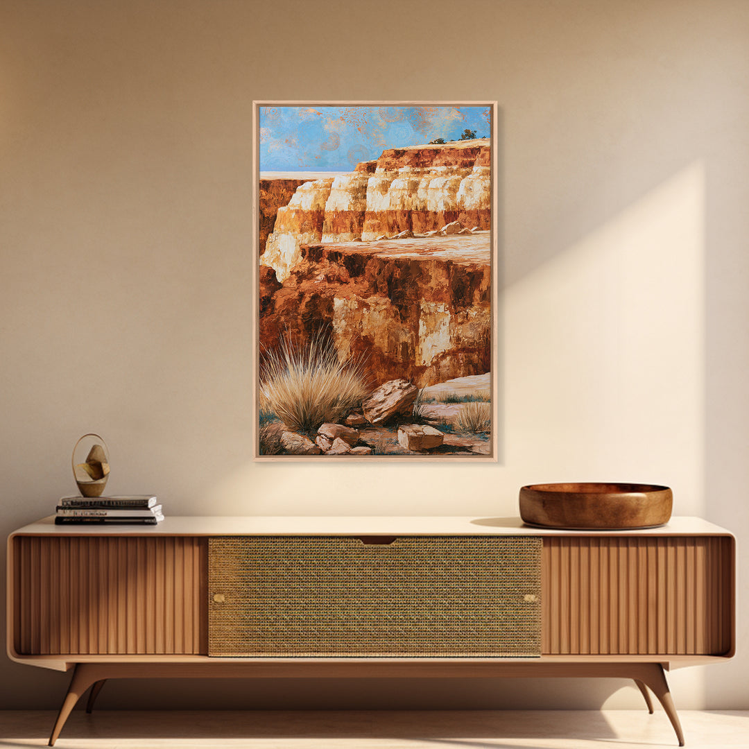 Abstract Canyon Layers Canvas Print, Southwestern Art, Wall Decor, Southwestern Decor, Oil Painting, Mesa, Boho Decor, SOU-2x3-50
