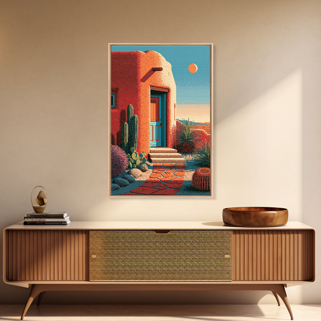 Adobe Doorway with Turquoise Blue Shadow Canvas Print, Southwestern Art, Western Decor, Southwestern Decor, Fine Art, Mesa, SOU-2x3-61