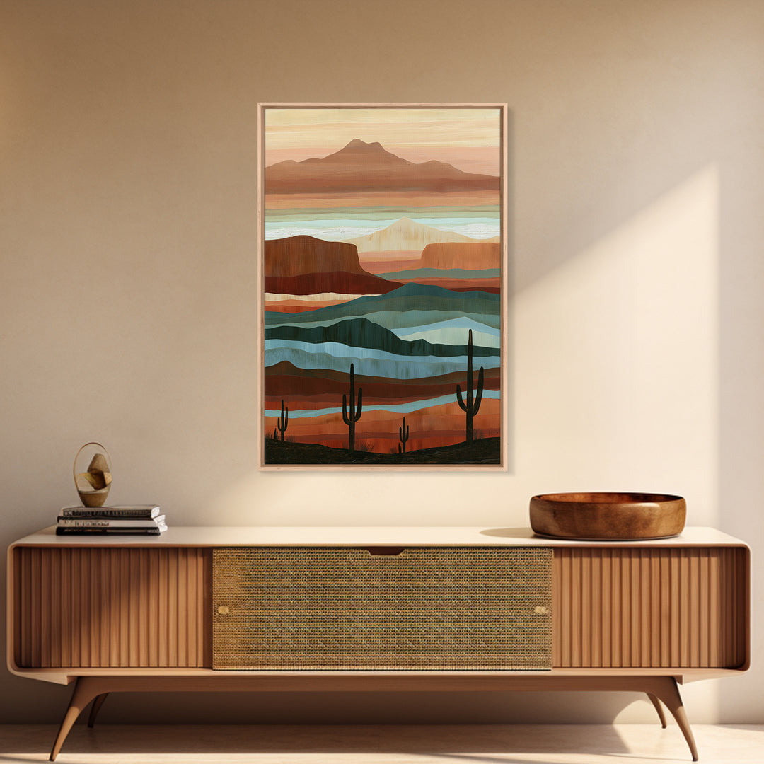 Abstract Canyon Layers Framed Canvas Print, Southwestern Art, Large Wall Art, Southwestern Decor, Mesa, Farmhouse Wall Art, SOU-2x3-74