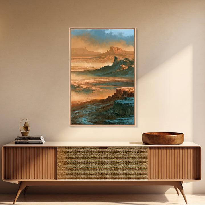 Desert Mesas in Terracotta and Turquoise Canvas Print, Southwestern Art, Farmhouse Wall Art, Southwestern Decor, Fine Art, Mesa, SOU-2x3-81