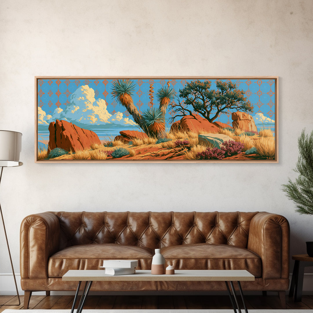 Yucca Blooms Against Clear Blue Sky Canvas Print, Southwestern Art, Gallery Decor, Southwestern Decor, Fine Art, Mesa, SOU-3x1-36