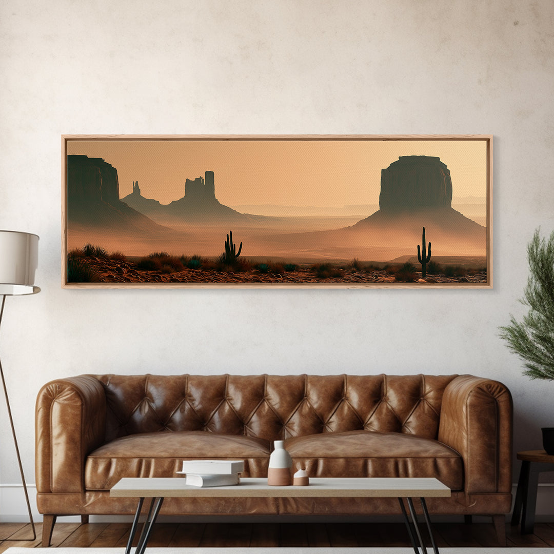 Monument Valley Silhouette Framed Canvas Print, Southwestern Art, Farmhouse Wall Art, Southwestern Decor, Fine Art, Mesa, SOU-3x1-74