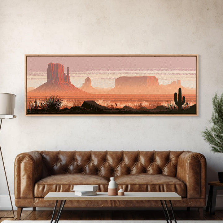 Monument Valley Silhouette Canvas Print, Southwestern Art, Western Art, Southwestern Decor, Oil Painting, Mesa, SOU-3x1-98