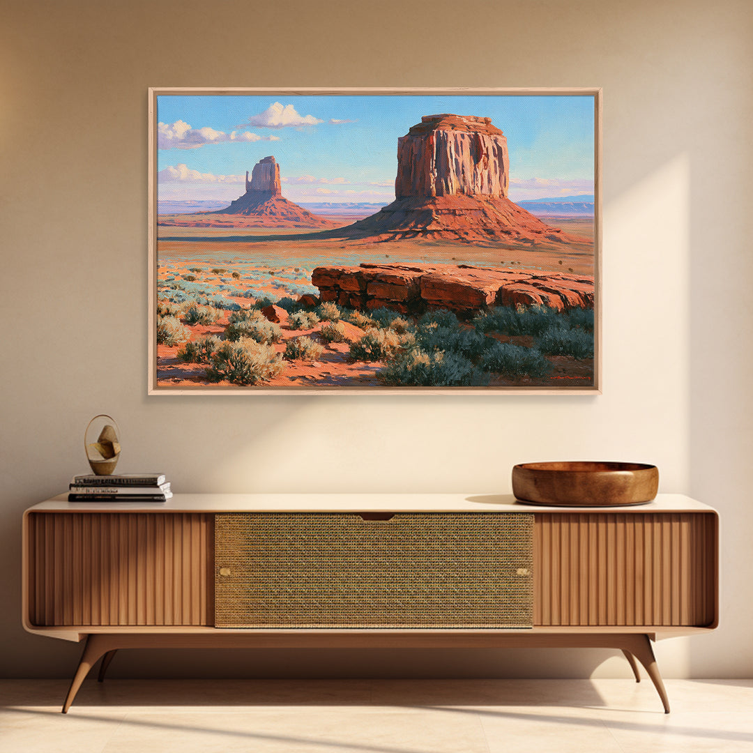 Desert Mesas in Terracotta and Turquoise Canvas Print, Southwestern Art, Modern Decor, Southwestern Decor, Fine Art, Mesa, SOU-3x2-53