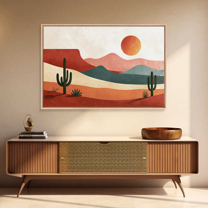 Abstract Canyon Layers Framed Canvas Print, Southwestern Art, Landscape Painting, Southwestern Decor, Watercolor Art, Mesa, SOU-3x2-70