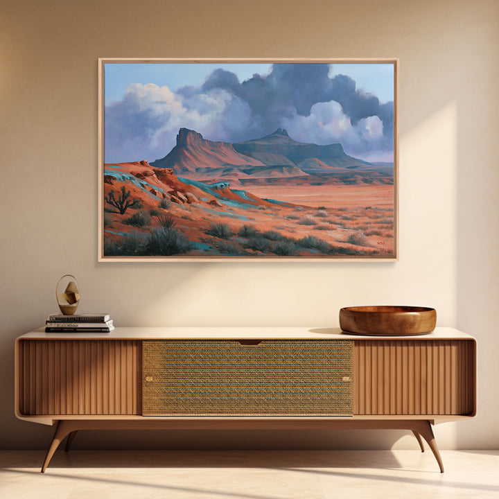 Desert Storm Clouds Canvas Print, Southwestern Art, Southwestern Decor, Oil Painting, Mesa, Boho Decor, Tapestry Wall Art, SOU-3x2-88