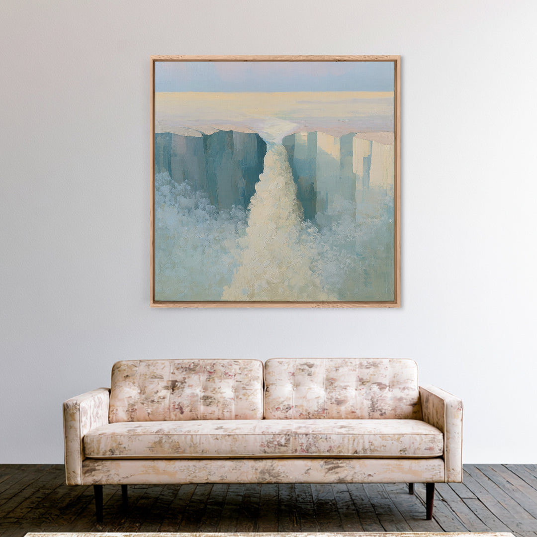 Serene Waterfall with Mist Canvas Print, Spa Art, Fashion Wall Art, Spa Decor, Fine Art, Serenity, Modern Decor, Fine Art Print, SPA-1x1-18
