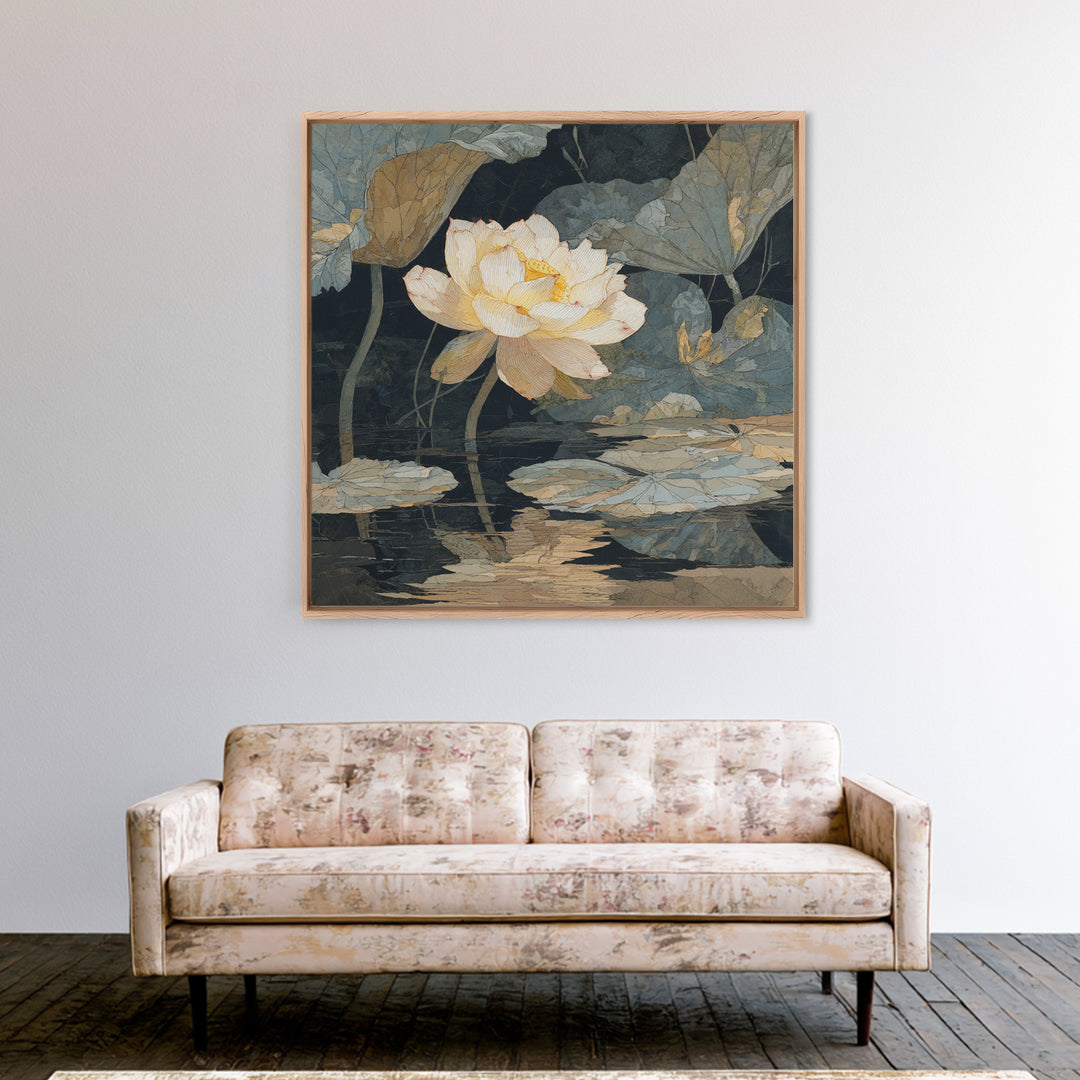 Minimal Face with Closed Eyes and Flowers Canvas Print, Spa Art, Minimalist Art, Spa Decor, Fine Art, Serenity, Tarot Card Art, SPA-1x1-19