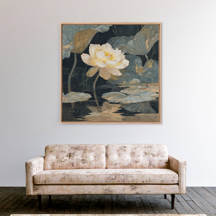 Minimal Face with Closed Eyes and Flowers Canvas Print, Spa Art, Minimalist Art, Spa Decor, Fine Art, Serenity, Tarot Card Art, SPA-1x1-19