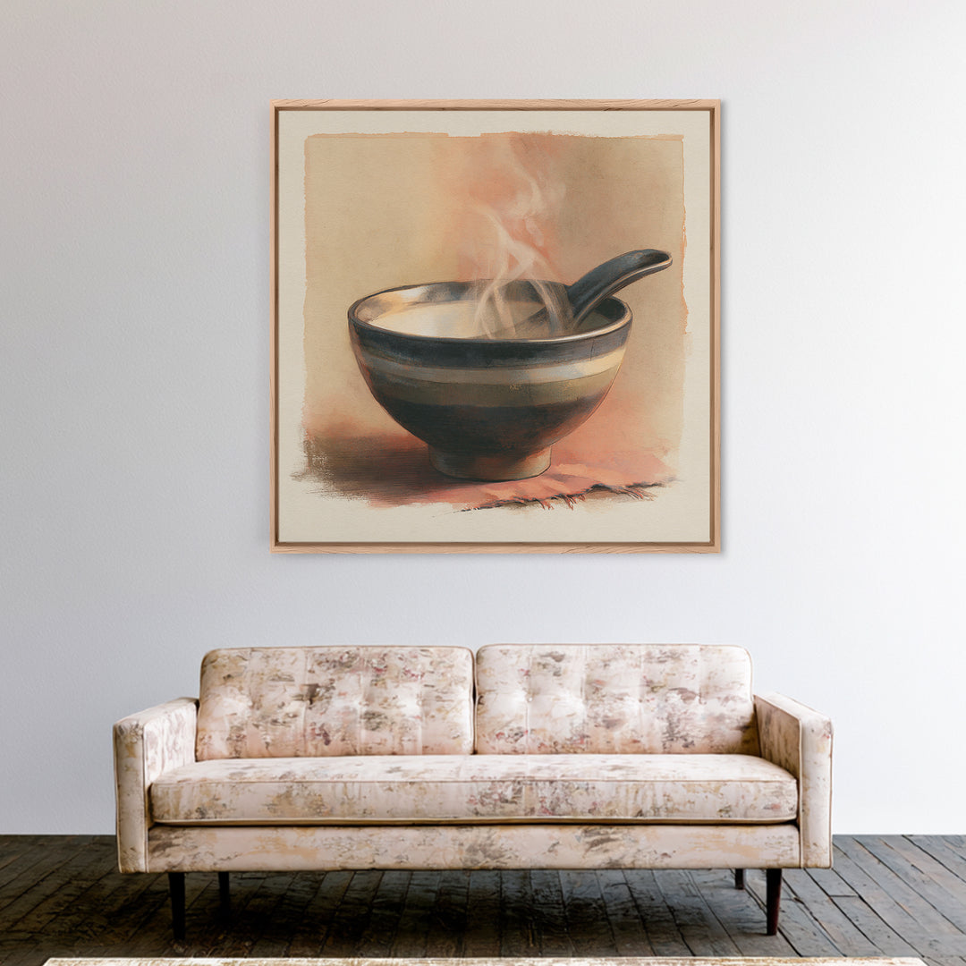 Tea Bowl and Steam Still Life Canvas Print, Spa Art, Dog Groomer Gifts, Spa Decor, Oil Painting, Serenity, Fine Art Print, SPA-1x1-22